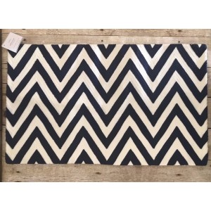 Pottery Barn Chevron Lumbar Pillow Cover Blue 16x26 Crewel Embroidered NWT   153139550626